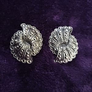 Vintage Dbl Fan Shaped Marcasite Earrings